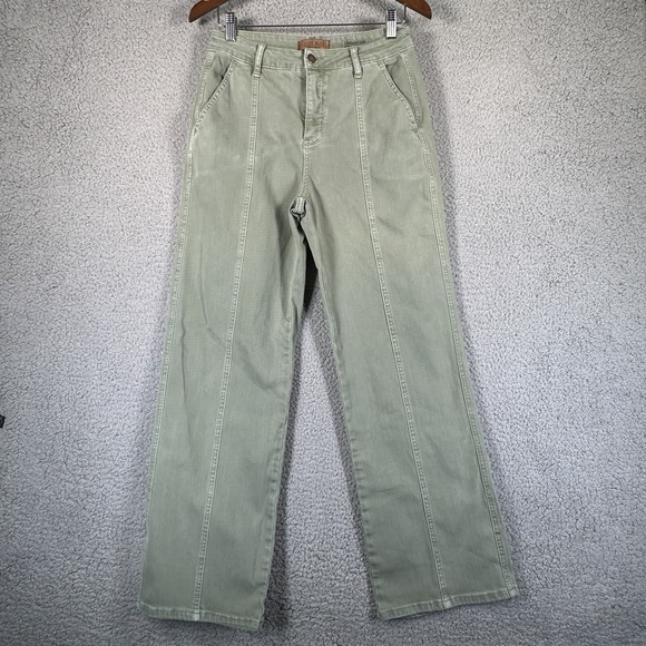 Judy‎ Blue Greenwich High Rise Front Seam Jeans SZ 11/30 Straight Leg Sage Green - Picture 1 of 13